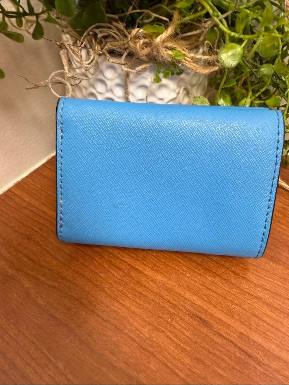 Micro Trifold Wallet Kate Spade New York Blue Cameron Monotone Saffiano Leather - Picture 2 of 5
